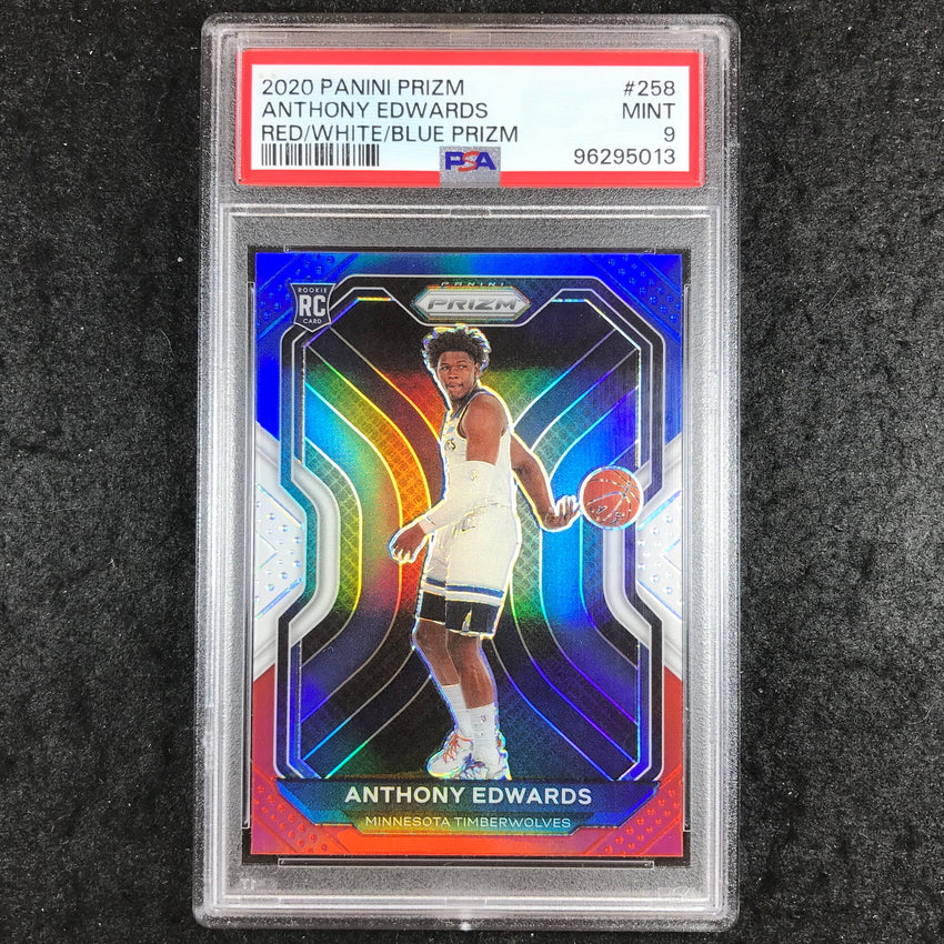 2020 Prizm ANTHONY EDWARDS Rookie Red White Blue #258 PSA 9 (013)
