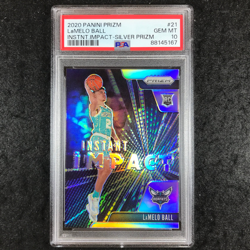2020 Panini Prizm LAMELO BALL Instant Impact Rookie Silver #21 PSA 10 (167)