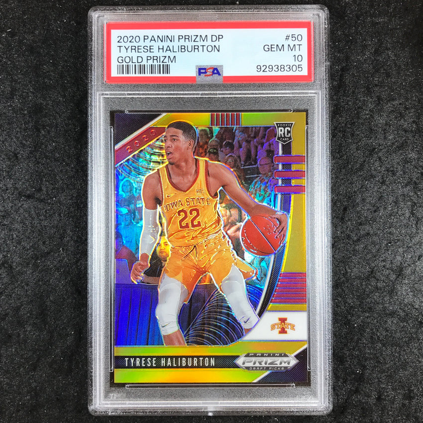2020 Prizm Draft Picks TYRESE HALIBURTON Rookie Gold 4/10 #50 PSA 10 (305)