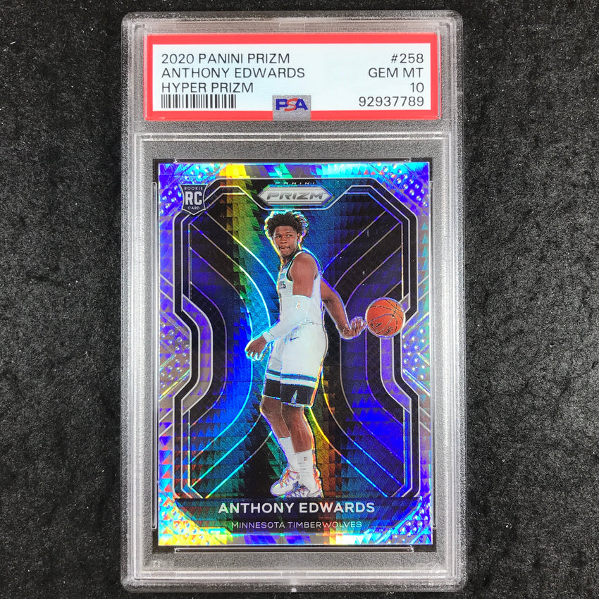 2020 Prizm ANTHONY EDWARDS Rookie Hyper #258 PSA 10 (789)
