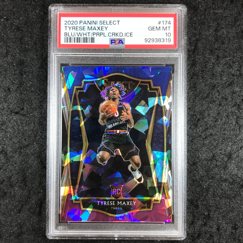 2020 Select Tyrese Maxey Rookie Blue White Purple Cracked Ice #174 PSA 10 (319)
