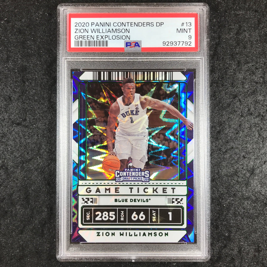 2020 Contenders Draft Picks ZION WILLIAMSON Green Explosion #13 PSA 9 (792)