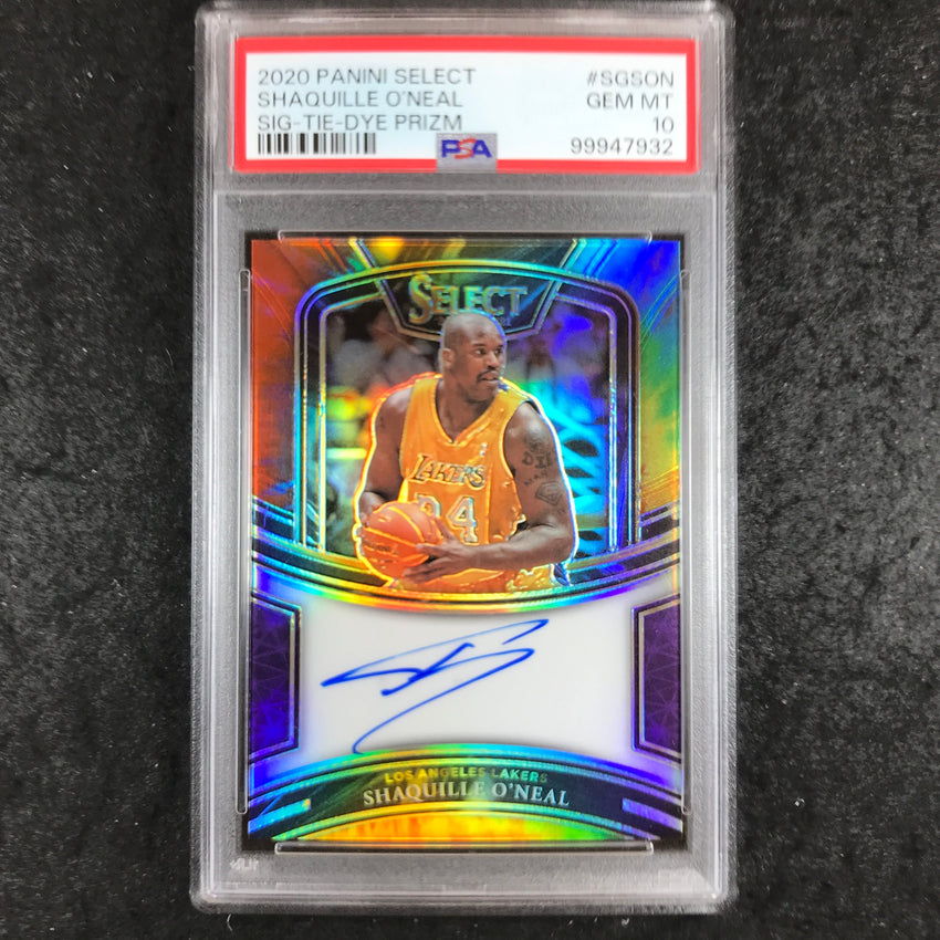 2020 Panini Select SHAQUILLE O'NEAL Signatures Tie-Dye 18/25 #SGSON PSA 10 (932)
