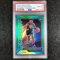 2020 Panini Prizm ANTHONY EDWARDS Rookie Emergent Green #3 PSA 10 (098)