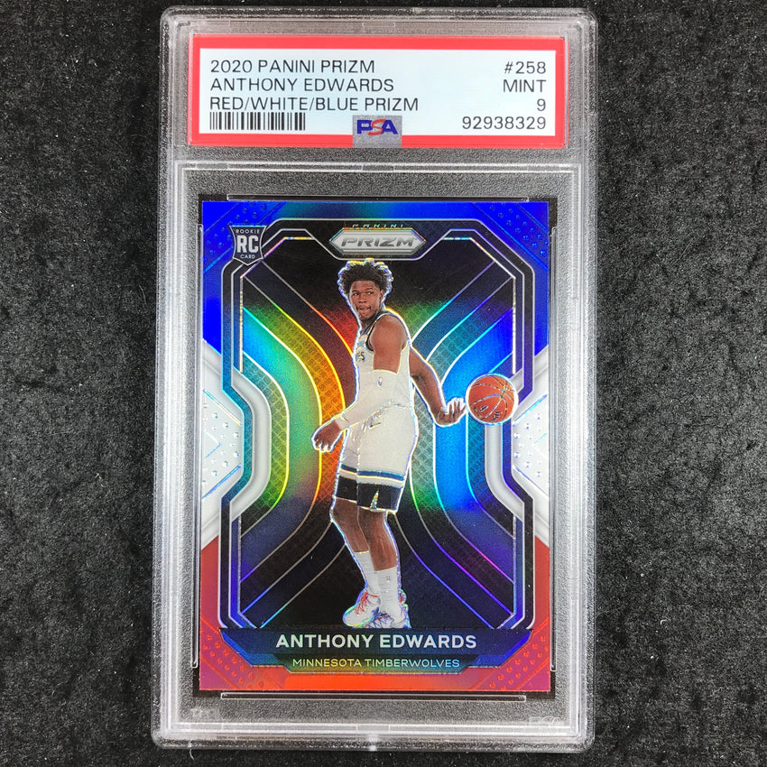 2020 Prizm ANTHONY EDWARDS Rookie Red White Blue #258 PSA 9 (329)