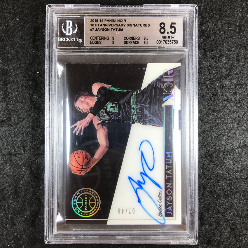 2018 Noir JAYSON TATUM 10th Anniversary Signatures Auto 7/49 #7 BGS 8.5 (750)