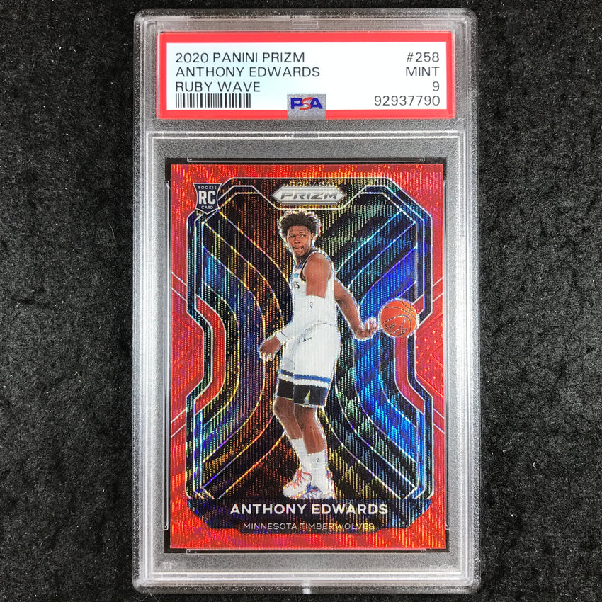 2020 Panini Prizm ANTHONY EDWARDS Ruby Wave Rookie #258 PSA 9 (790)