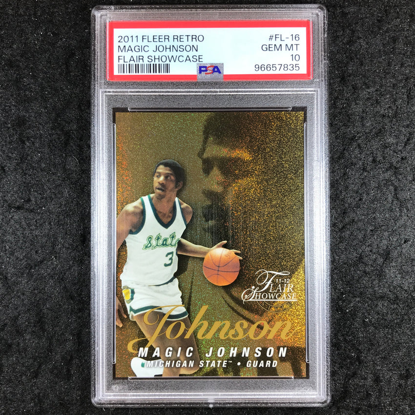 2011 Fleer Retro MAGIC JOHNSON Flair Showcase 138/150 #FL-16 PSA 10 (835)