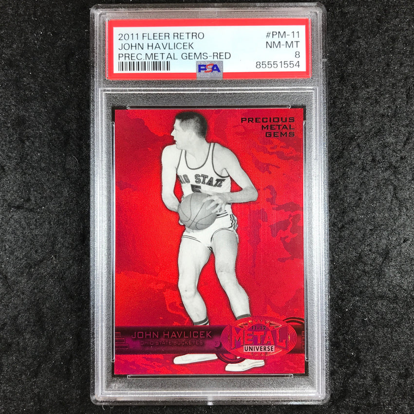 2011 Fleer Retro JOHN HAVLICEK Precious Metals Gems Red 73/150 #11 PSA 8 (554)