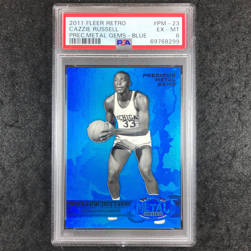 2011 Fleer Retro CAZZIE RUSSELL Precious Metal Gems Blue 18/50 #23 PSA 6 (299)