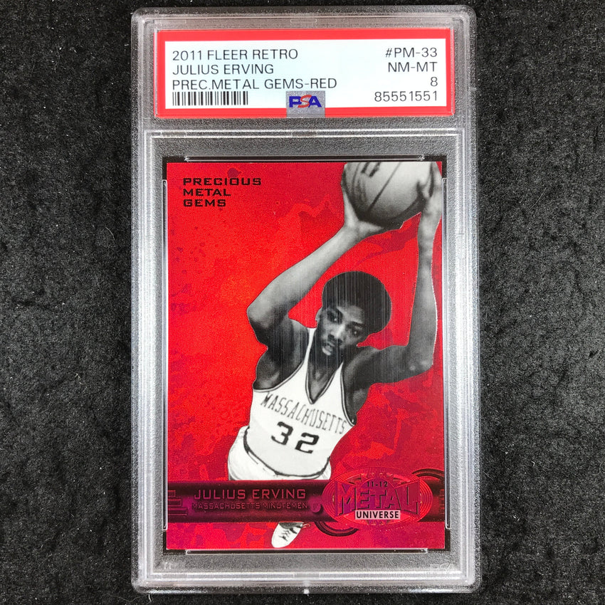 2011 Fleer Retro JULIUS ERVING Precious Metal Gems Red 63/150 #PM-33 PSA 8 (551)