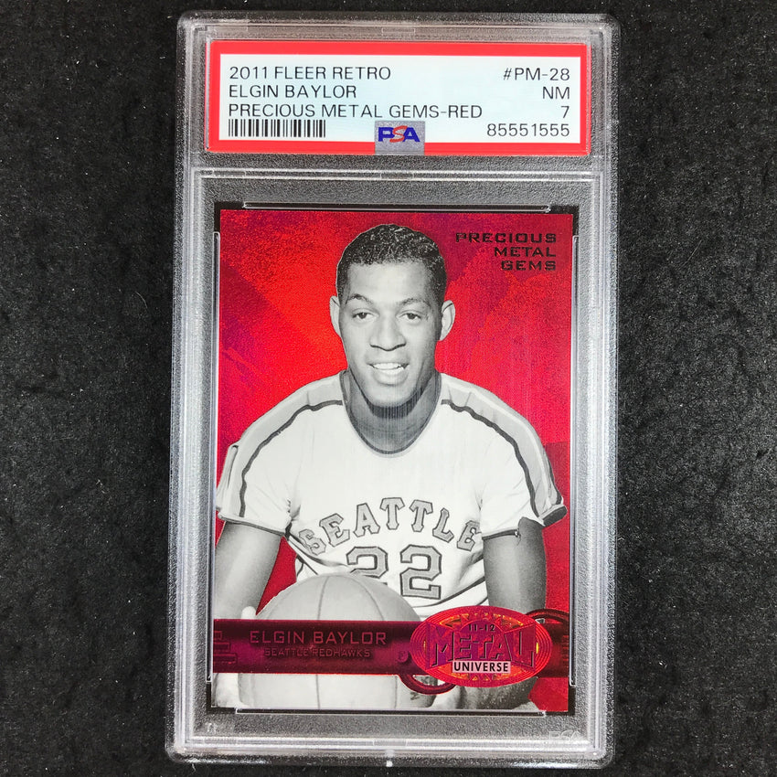2011 Fleer Retro ELGIN BAYLOR Precious Metal Gems Red 22/150 #PM-28 PSA 7 (555)