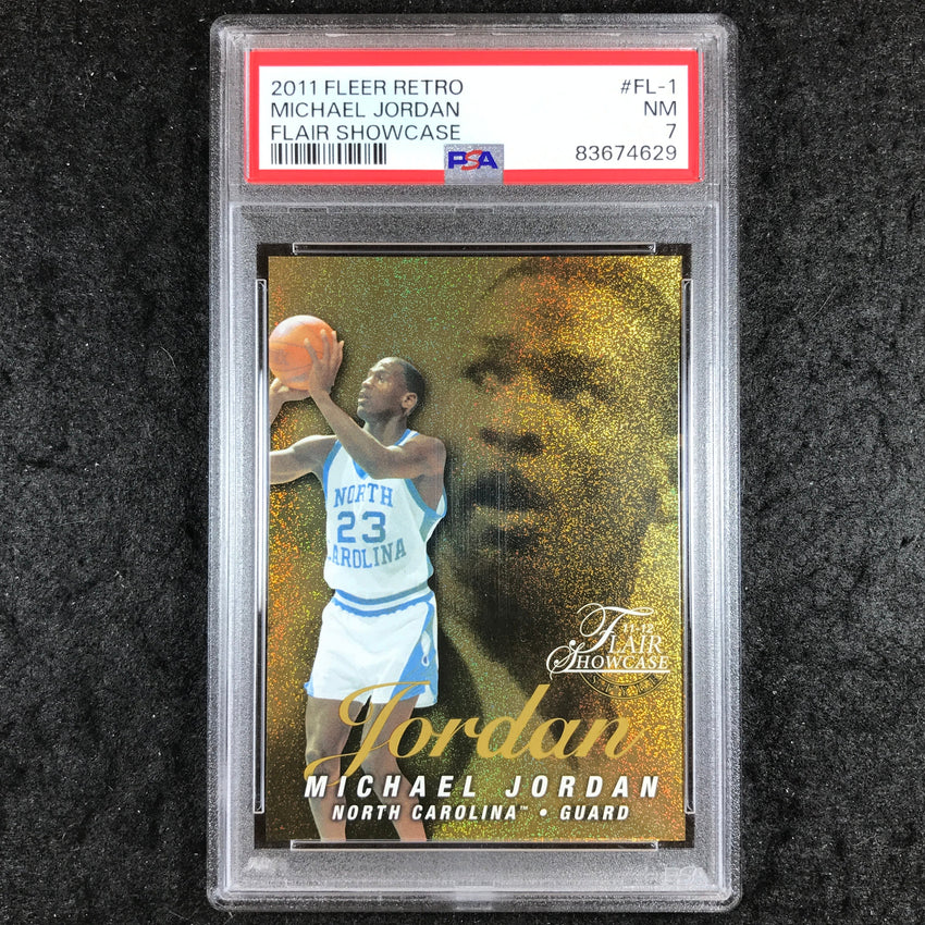 2011 Fleer Retro MICHAEL JORDAN Flair Showcase 22/150 #FL-1 PSA 7 (629)