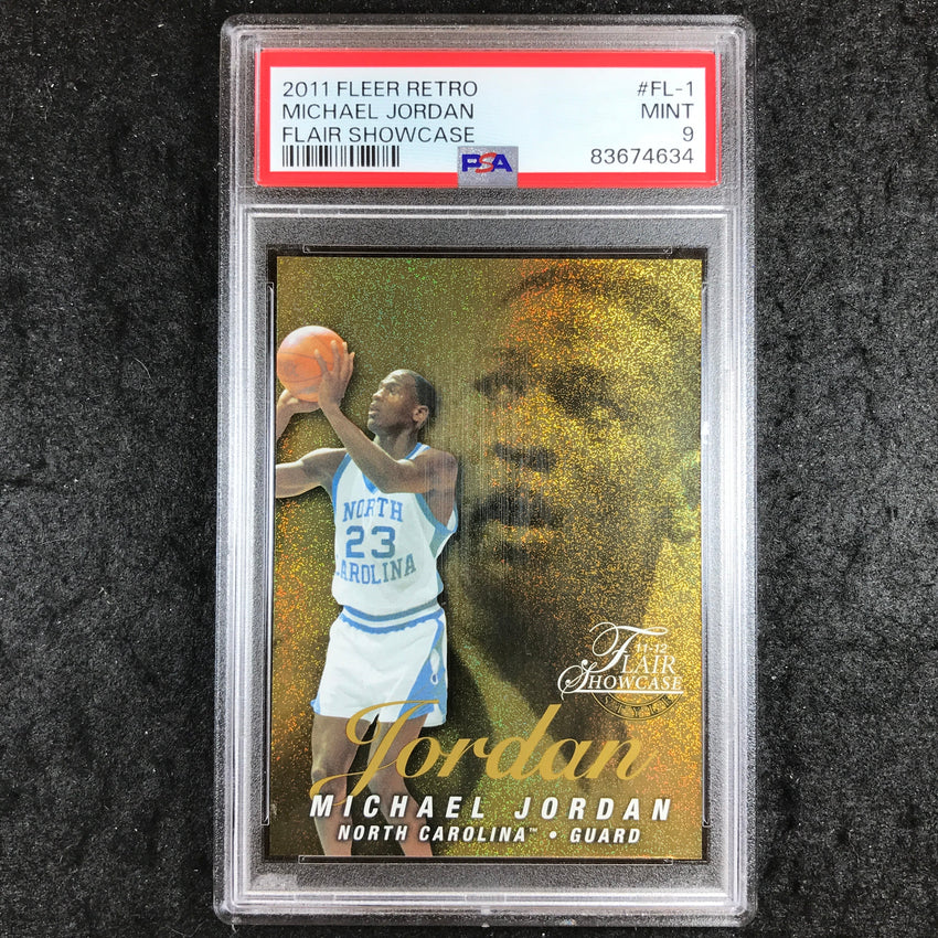 2011 Fleer Retro MICHAEL JORDAN Flair Showcase 129/150 #FL-1 PSA 9 (634)