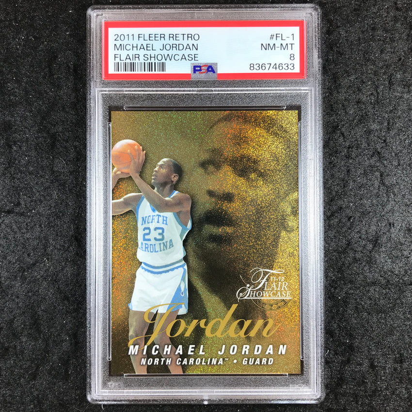 2011 Fleer Retro Flair MICHAEL JORDAN Flair Showcase 127/150 #FL-1 PSA 8 (633)