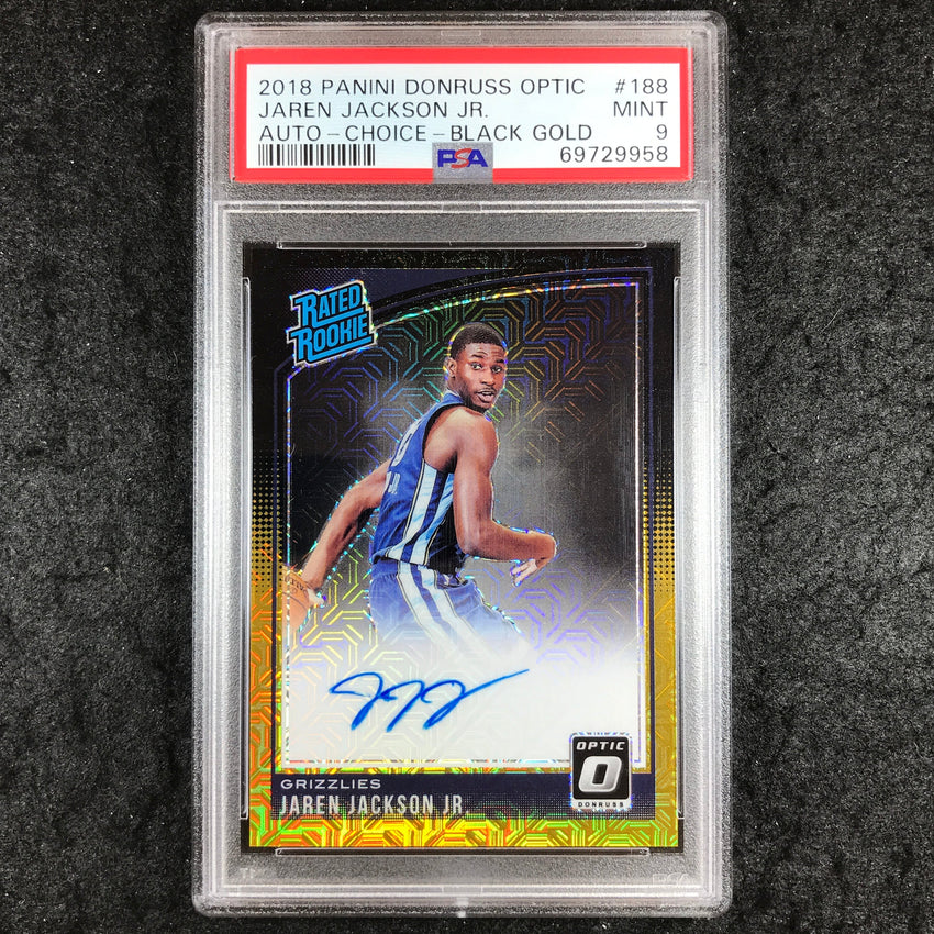 2018 Optic JAREN JACKSON JR. Rookie Auto Choice Black Gold 2/8 PSA 9 (958)