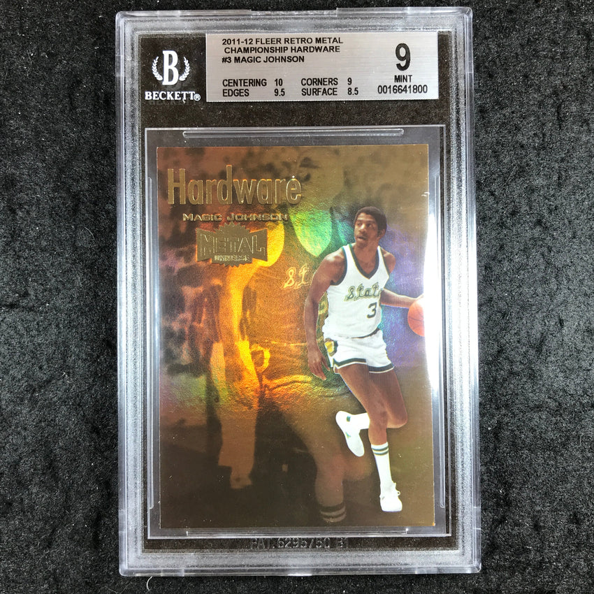 2011 Fleer Retro Metal MAGIC JOHNSON Championship Hardware #3 BGS 9 (800)