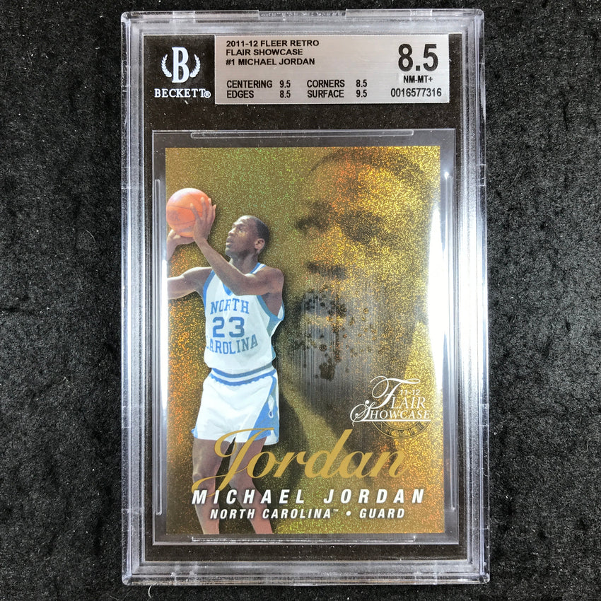 2011 Fleer Retro MICHAEL JORDAN Flair Showcase #1 115/150 BGS 8.5 (316)