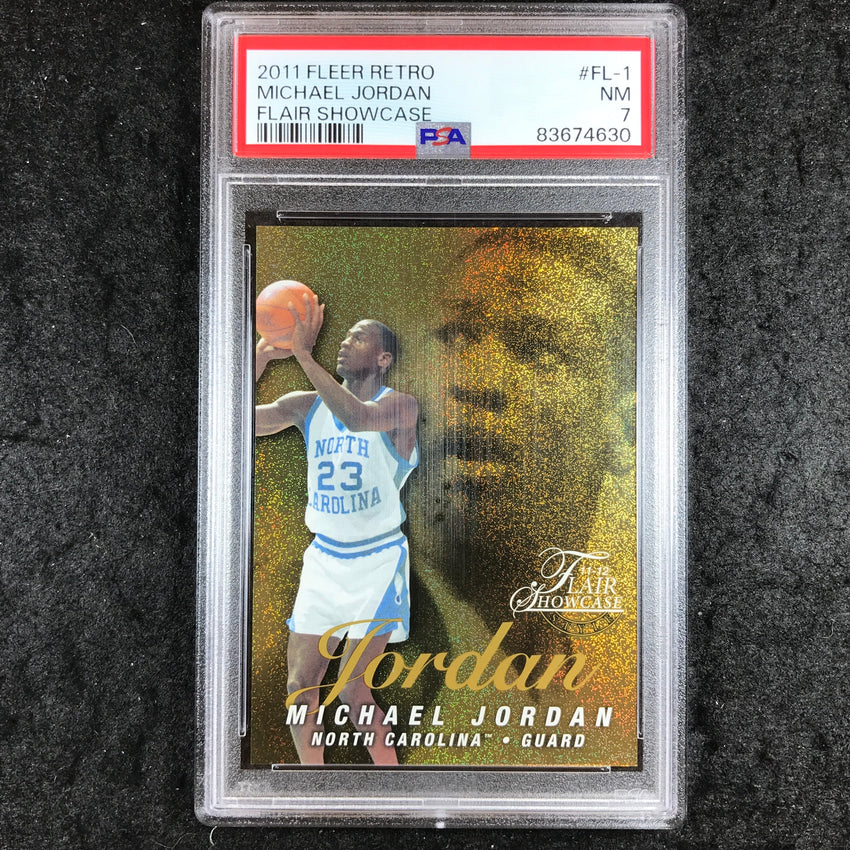 2011 Fleer Retro MICHAEL JORDAN Flair Showcase 42/150 #FL-1 PSA 7 (630)
