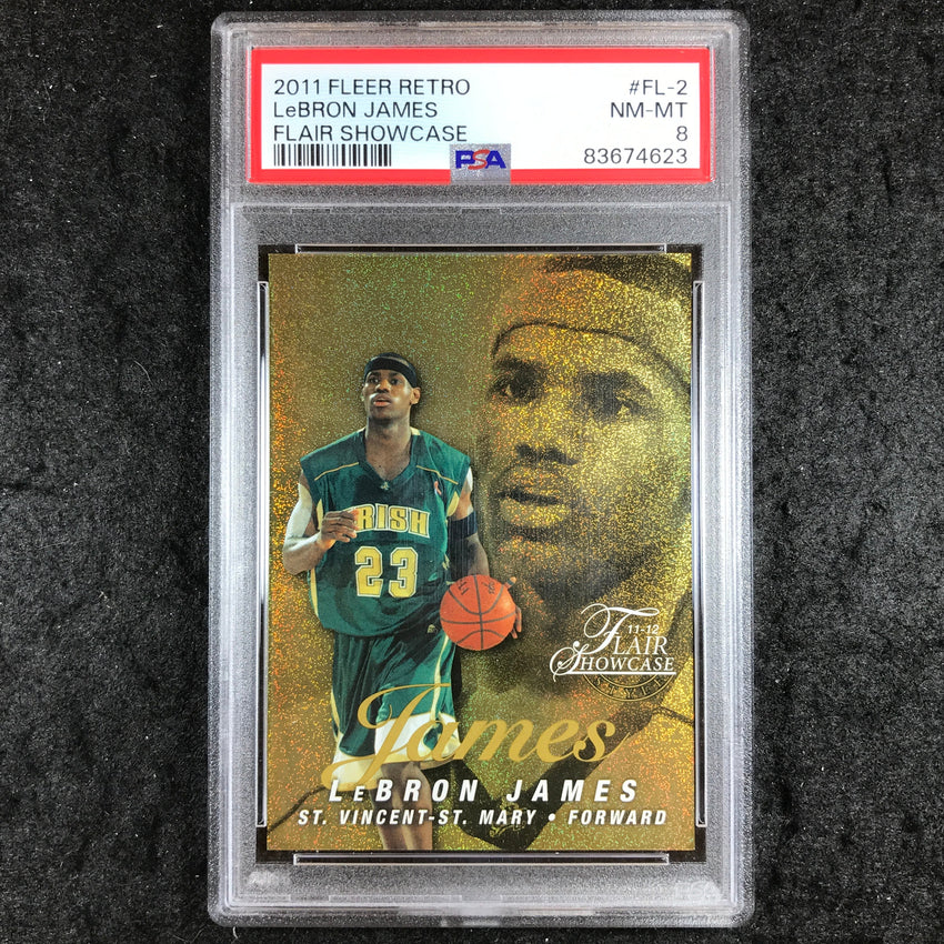 2011 Fleer Retro LEBRON JAMES Flair Showcase 51/150 #FL-2 PSA 8 (623)