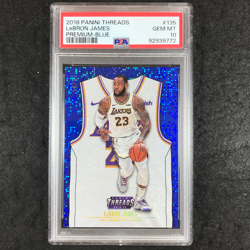 2018 Panini Threads LEBRON JAMES Premium Blue 10/85 #135 PSA 10 (772)