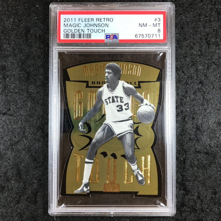 2011 Fleer Retro MAGIC JOHNSON Golden Touch #3 PSA 8 (711)
