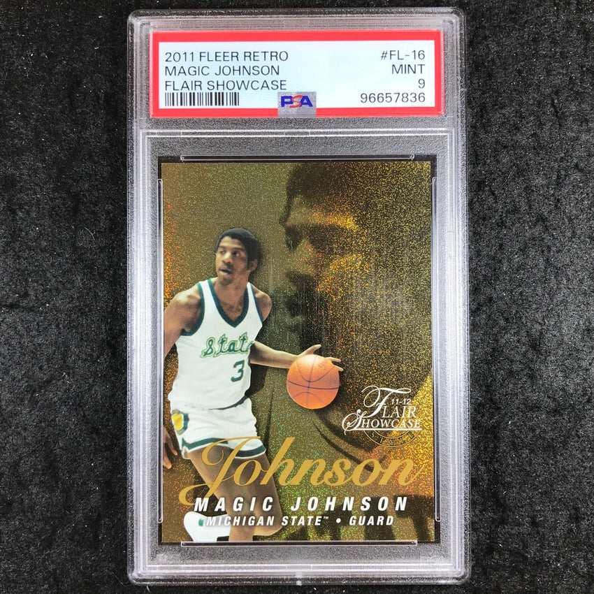 2011 Fleer Retro MAGIC JOHNSON Flair Showcase 134/150 #FL-16 PSA 9 (836)
