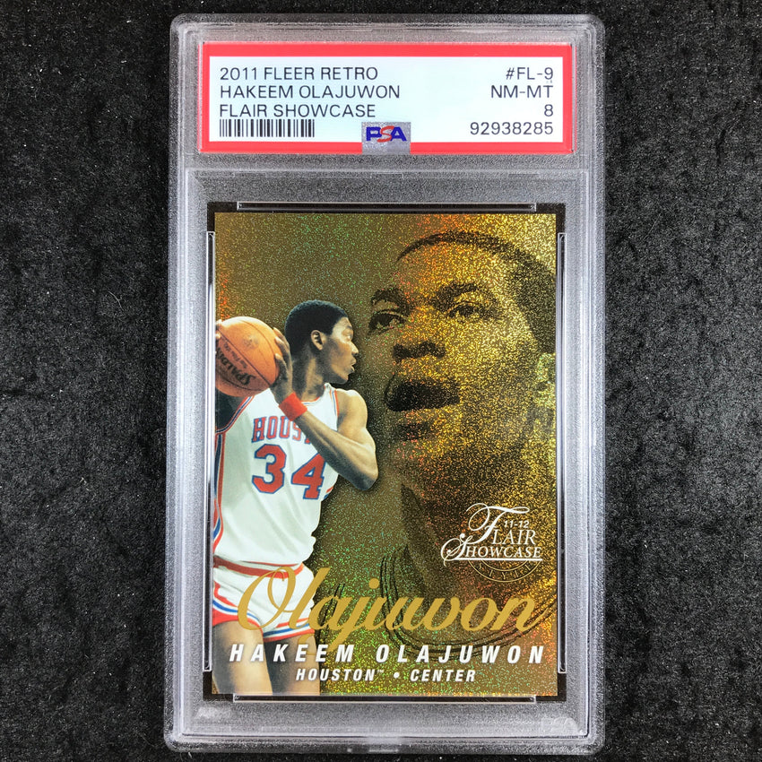 2011 Fleer Retro HAKEEM OLAJUWON Flair Showcase 110/150 #FL-9 PSA 8 (285)