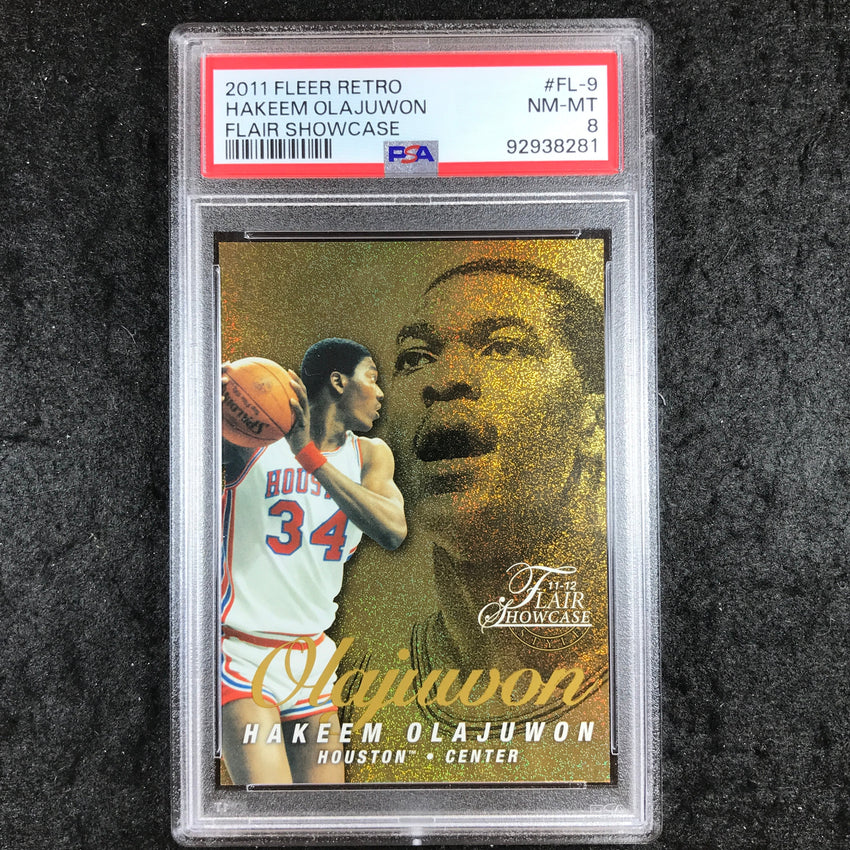 2011 Fleer Retro HAKEEM OLAJUWON Flair Showcase 126/150 #FL-9 PSA 8 (281)