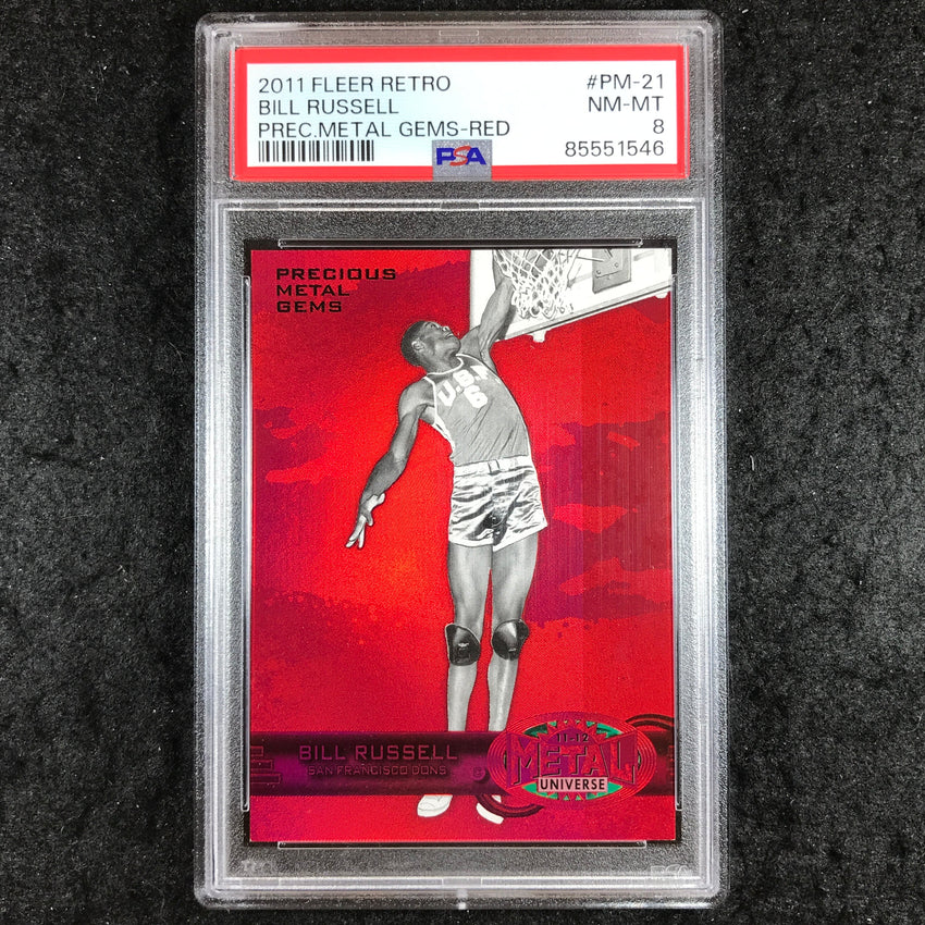 2011 Fleer Retro BILL RUSSELL Precious Metal Gems Red 86/150 #PM-21 PSA 8 (546)