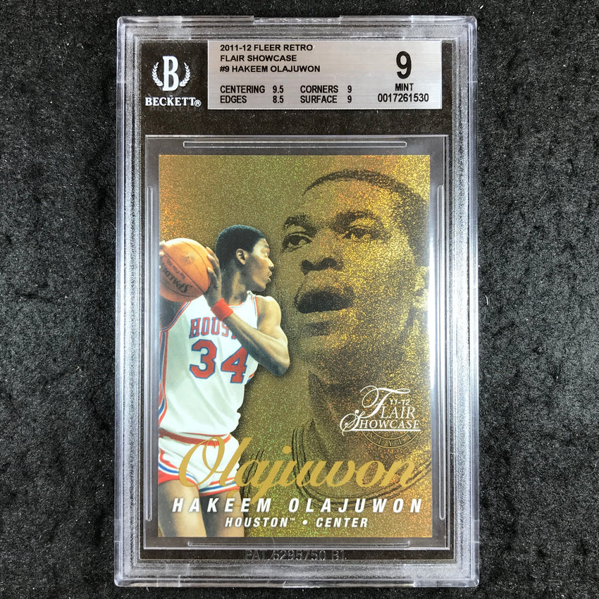 2011 Fleer Retro HAKEEM OLAJUWON Flair Showcase 121/150 #9 BGS 9 (530)