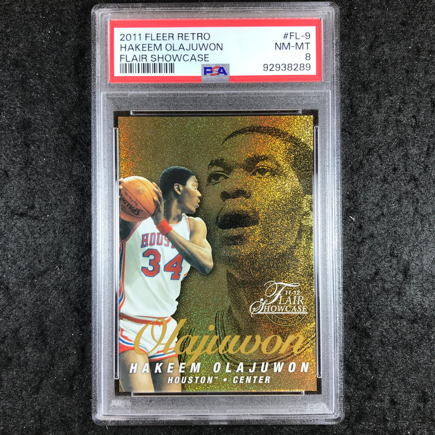 2011 Fleer Retro HAKEEM OLAJUWON Flair Showcase 106/150 #FL-9 PSA 8 (289)