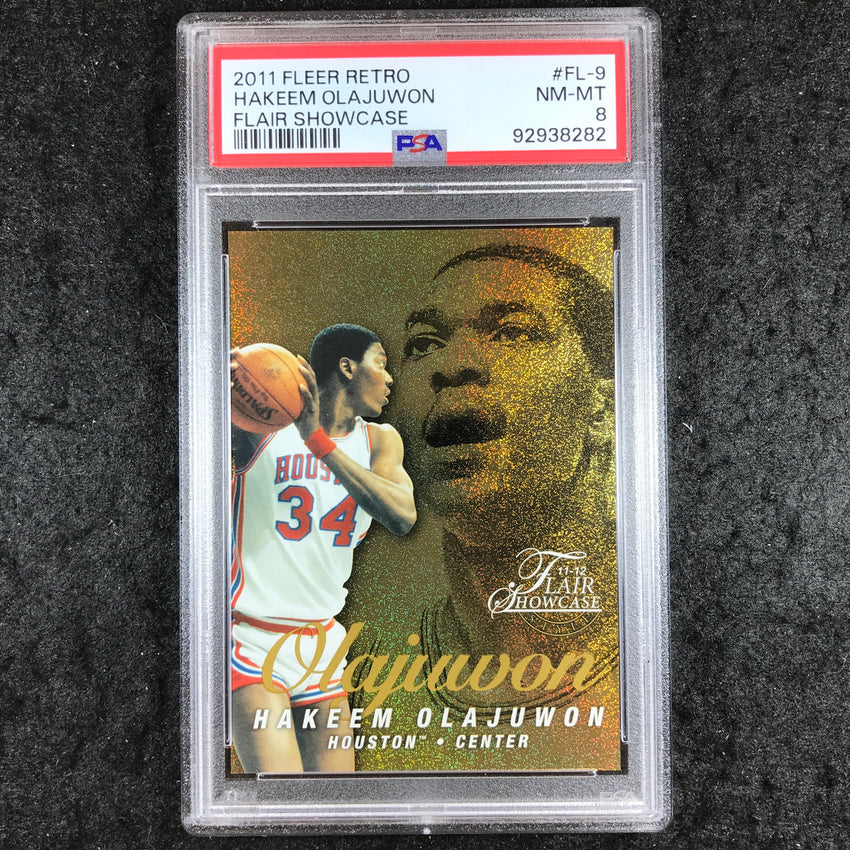 2011 Fleer Retro HAKEEM OLAJUWON Flair Showcase 134/150 #FL-9 PSA 8 (282)