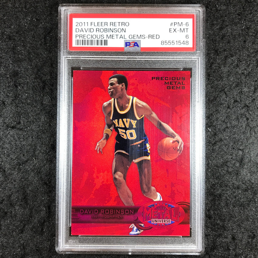 2011 Fleer Retro DAVID ROBINSON Precious Metal Gems Red 17/150 #PM-6 PSA 6 (548)
