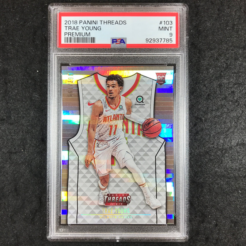 2018 Panini Threads TRAE YOUNG Rookie Premium 67/199 #103 PSA 9 (785)
