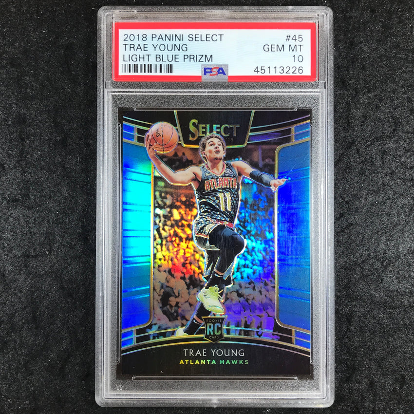 2018 Panini Select TRAE YOUNG Rookie Light Blue 127/299 #45 PSA 10 (226)