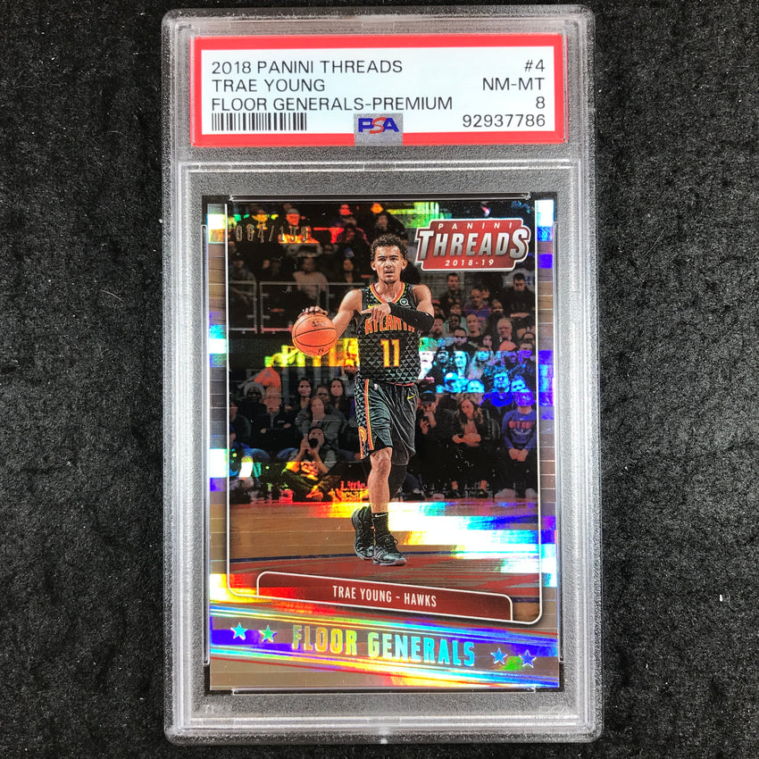 2018 Threads TRAE YOUNG Rookie Floor Generals Premium 84/199 #4 PSA 8 (786)
