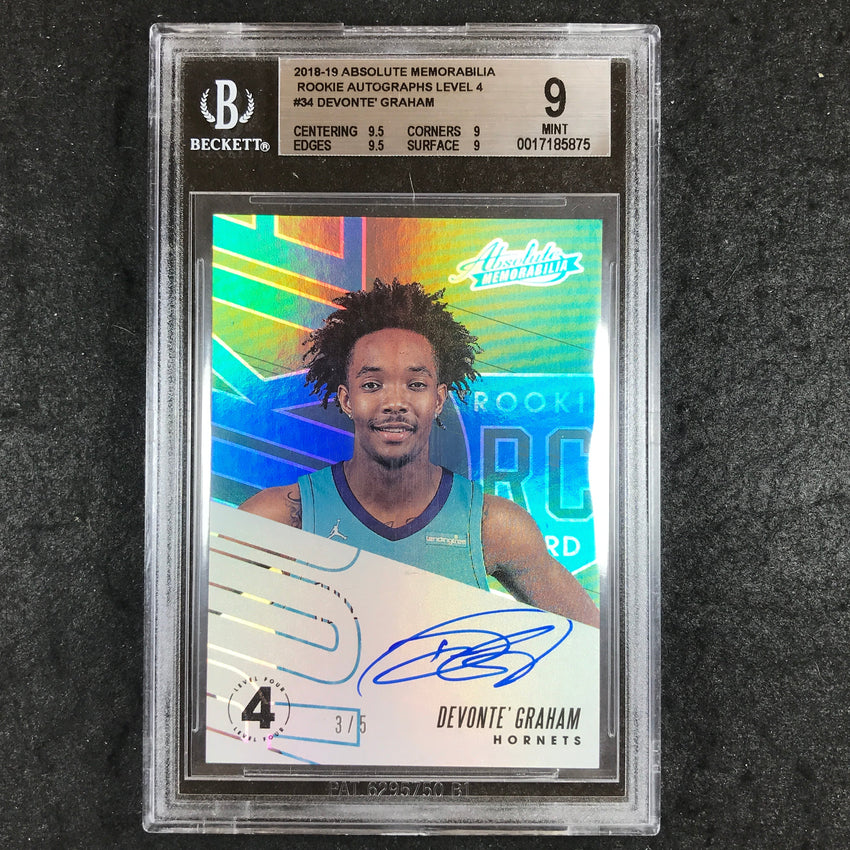 2018 Absolute Memorabilia DEVONTE' GRAHAM Rookie Auto LvL 4 3/5 #34 BGS 9 (875)