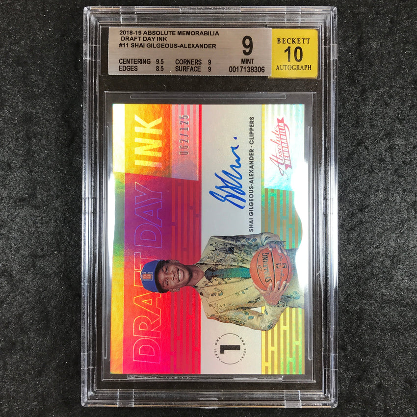 2018 Absolute Mem SHAI GILGEOUS-ALEXANDER Draft Day Rookie Auto 62/125 BGS 9/10