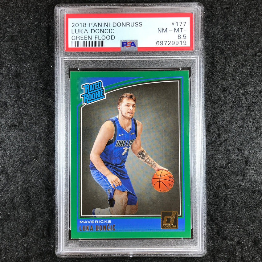2018 Panini Donruss LUKA DONCIC Rated Rookie Green Flood #177 PSA 8.5 (919)
