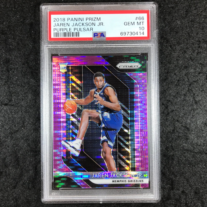 2018 Panini Prizm JAREN JACKSON JR. Rookie Purple Pulsar 29/35 #66 PSA 10 (414)