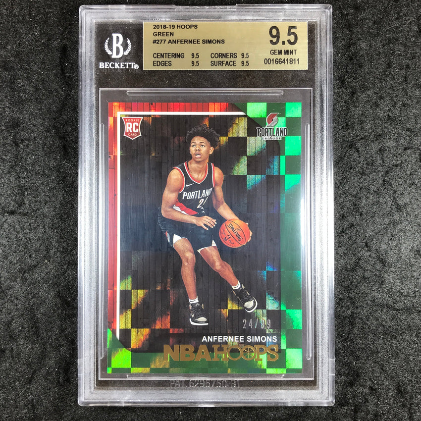 2018 Hoops ANFERNEE SIMONS Rookie Green 24/99 #277 BGS 9.5 (811)