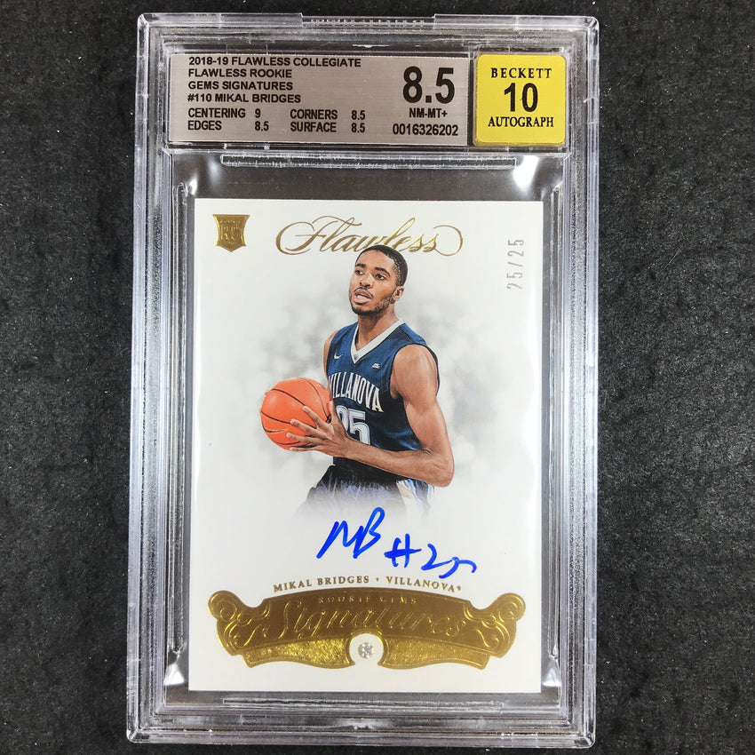 2018 Flawless Collegiate MIKAL BRIDGES Rookie Gems Auto 25/25 BGS 8.5/10 (202)
