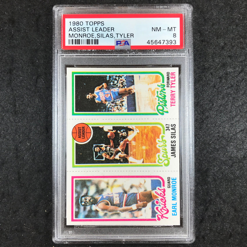 1980 Topps MONROE SILAS TYLER Assist Leader PSA 8 (393)