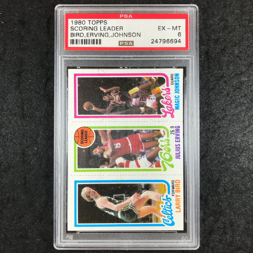 1980 Topps BIRD ERVING JOHNSON Scoring Leader PSA 6 (694)
