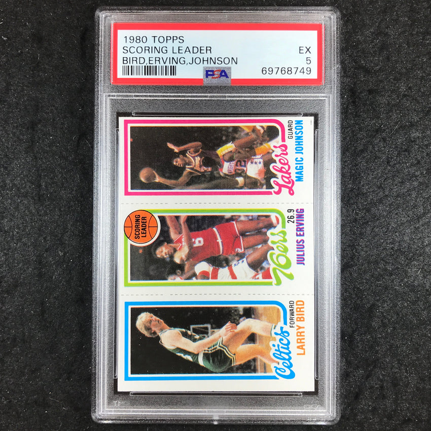 1980 Topps BIRD ERVING JOHNSON Scoring Leader PSA 5 (749)