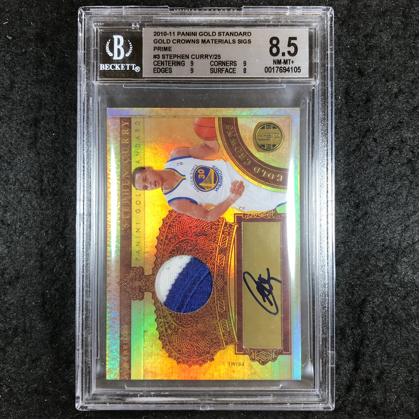 2010 Gold Standard STEPHEN CURRY Gold Crowns Materials Auto 18/25 BGS 8.5 (105)