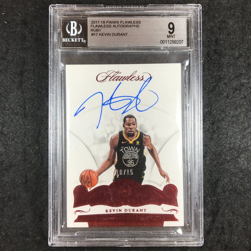 2017 Panini Flawless KEVIN DURANT Flawless Auto Ruby 10/15 #17 BGS 9 (207)