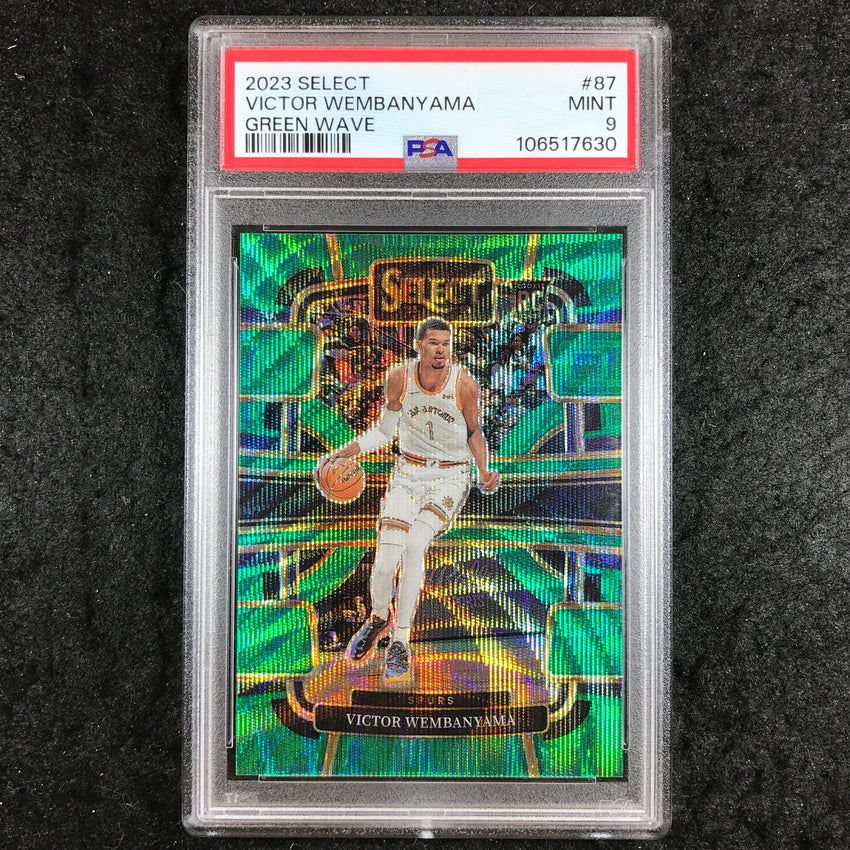 2023 Panini Select VICTOR WEMBANYAMA Rookie Green Wave 1/50 #87 PSA 9 (630)