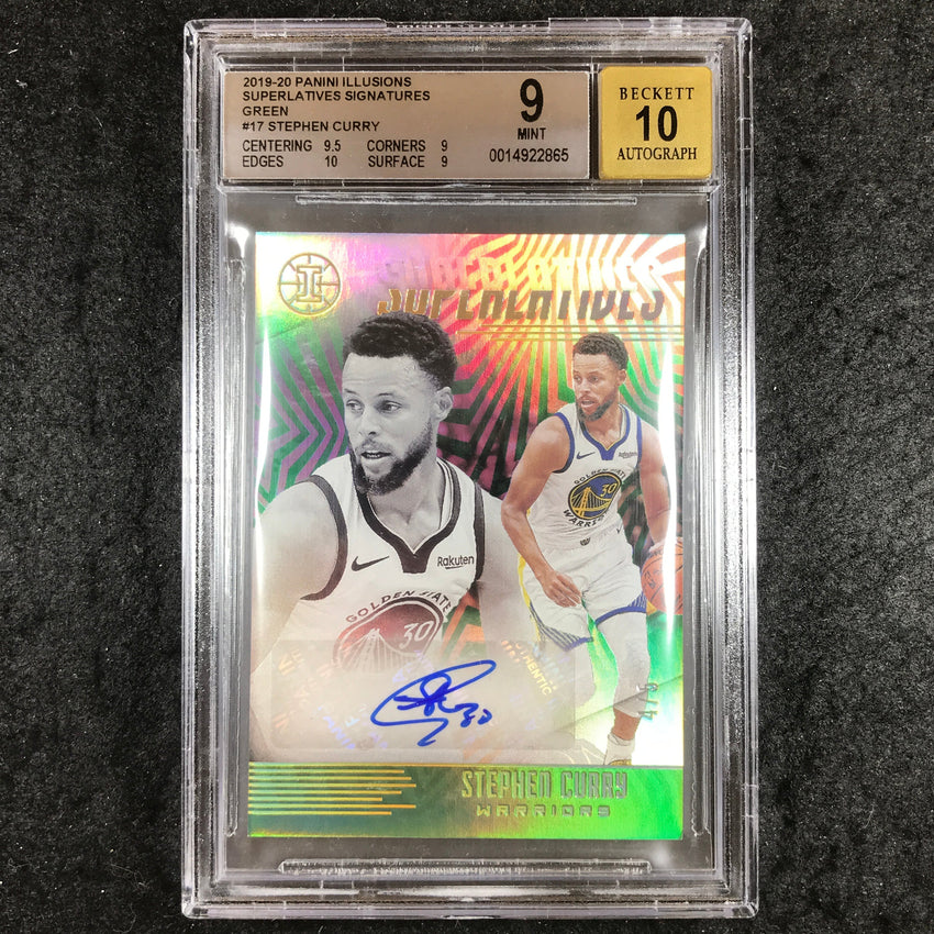 2019 Illusions STEPHEN CURRY Superlatives Auto Green 4/5 #17 BGS 9/10 (865)